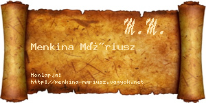 Menkina Máriusz névjegykártya
